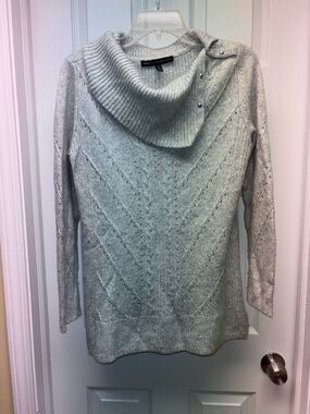 White House Black Market Gray Cowl Neck Studded Sweater Size M